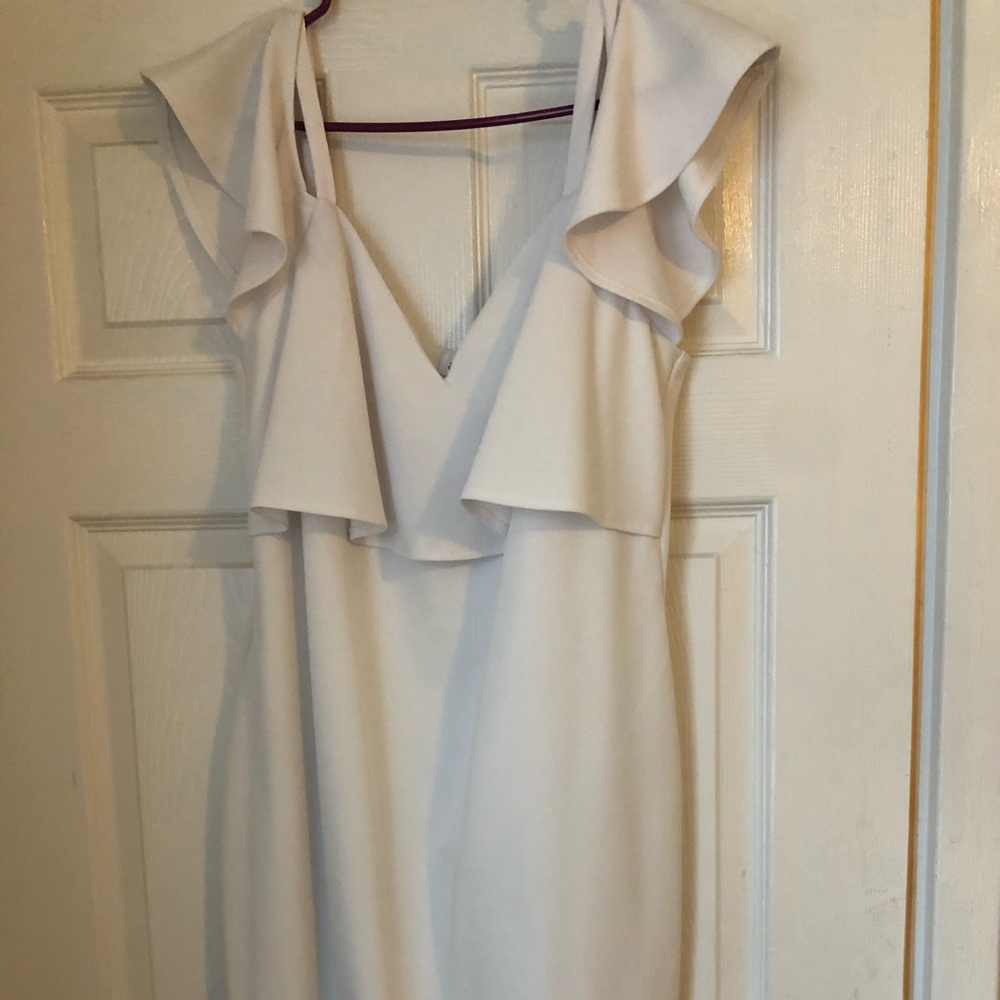 Emerald Sundae Off the Shoulder White Dress